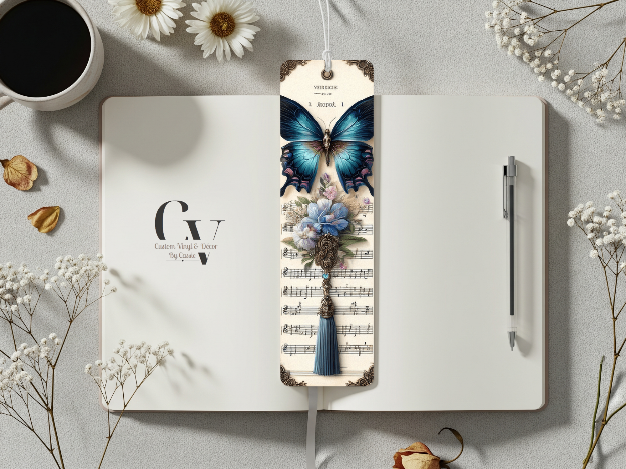 Blue Butterfly Note Bookmark