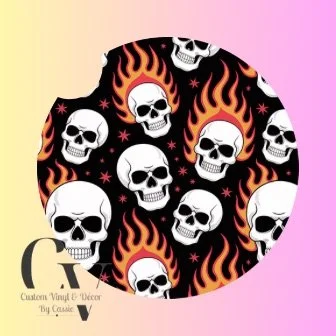 Flame Skull Car Coaster Set