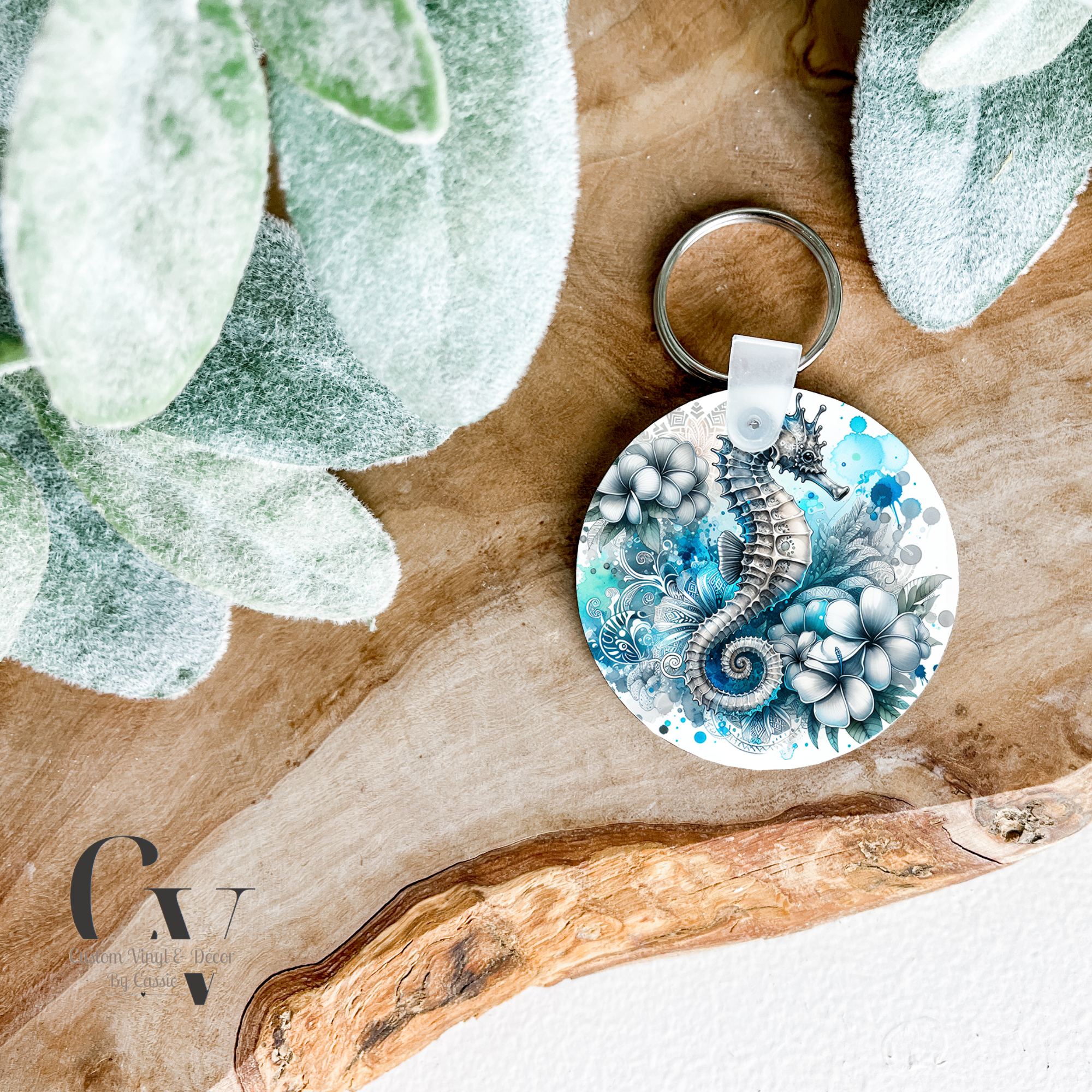 Blue Seahorse Keychain