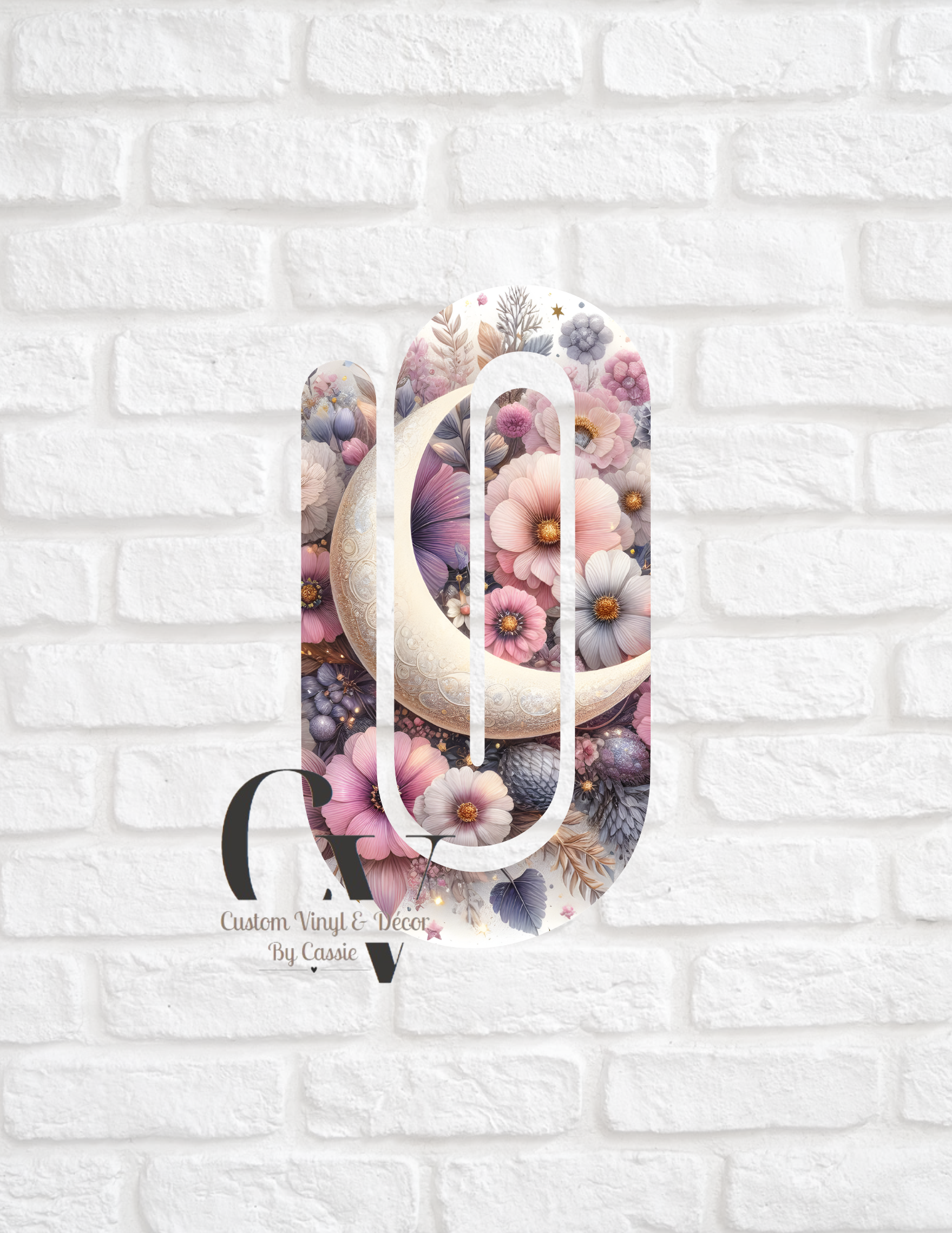 Floral Moon Paperclip Bookmark