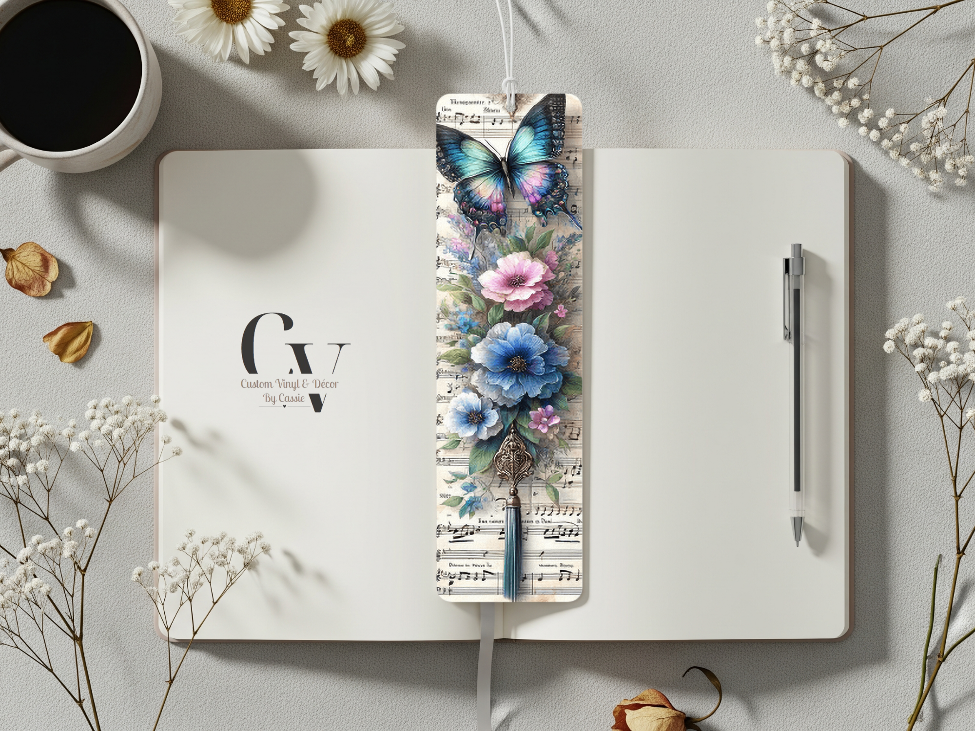 Floral Butterfly Note Bookmark