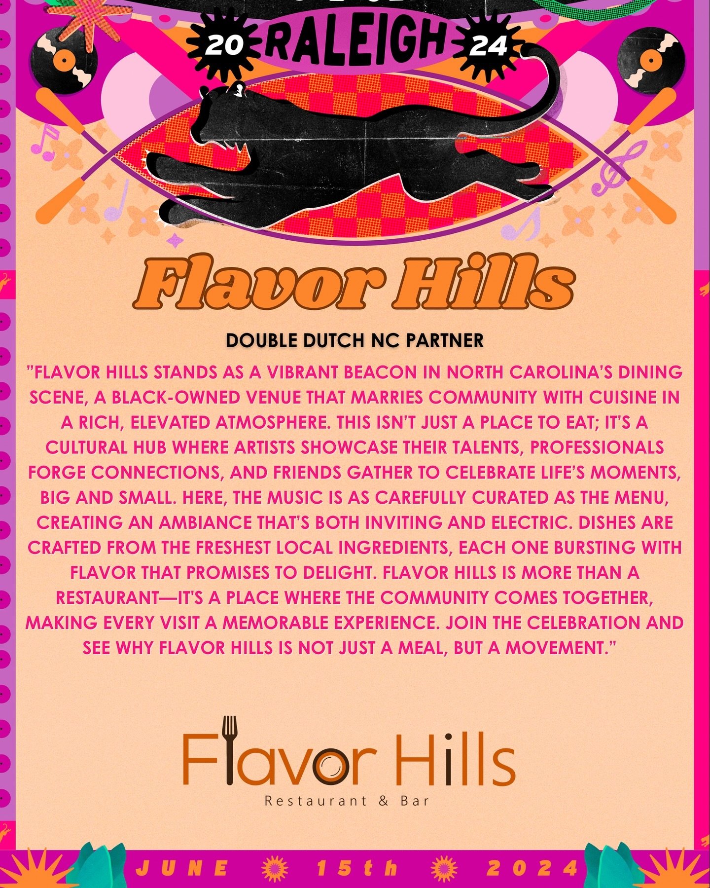 FESTIVAL PARTNER SHOUTOUT: Flavor Hills @flavorhillsraleigh 

&ldquo;Flavor Hills stands as a vibrant beacon in North Carolina&rsquo;s dining scene, a Black-owned venue that marries community with cuisine in a rich, elevated atmosphere. This isn&rsqu