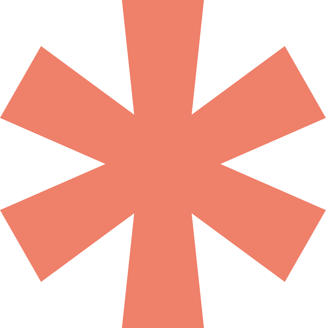 Large orange asterisk symbol on a white background