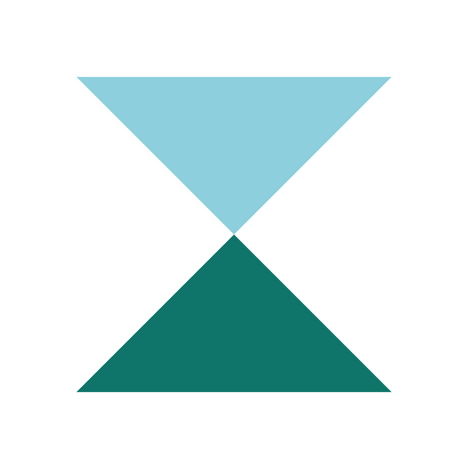 A black background with a downward-pointing light blue triangle on top, a teal triangle in the middle, and a black triangle at the bottom.