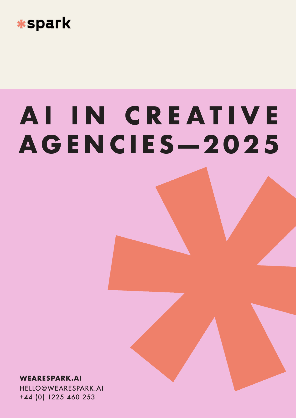 Spark AI - AI training and coaching for marketing teams and creative agencies. Poster with the text 'AI in Creative Agencies—2025'.