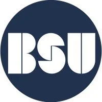 BSU logo in circular design with stylized letters on a dark blue background.