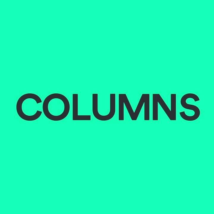 The word 'COLUMNS' in black text on a teal background.