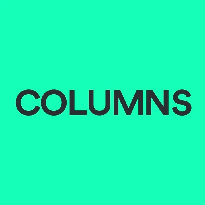 The word 'COLUMNS' in bold black text on a teal background.