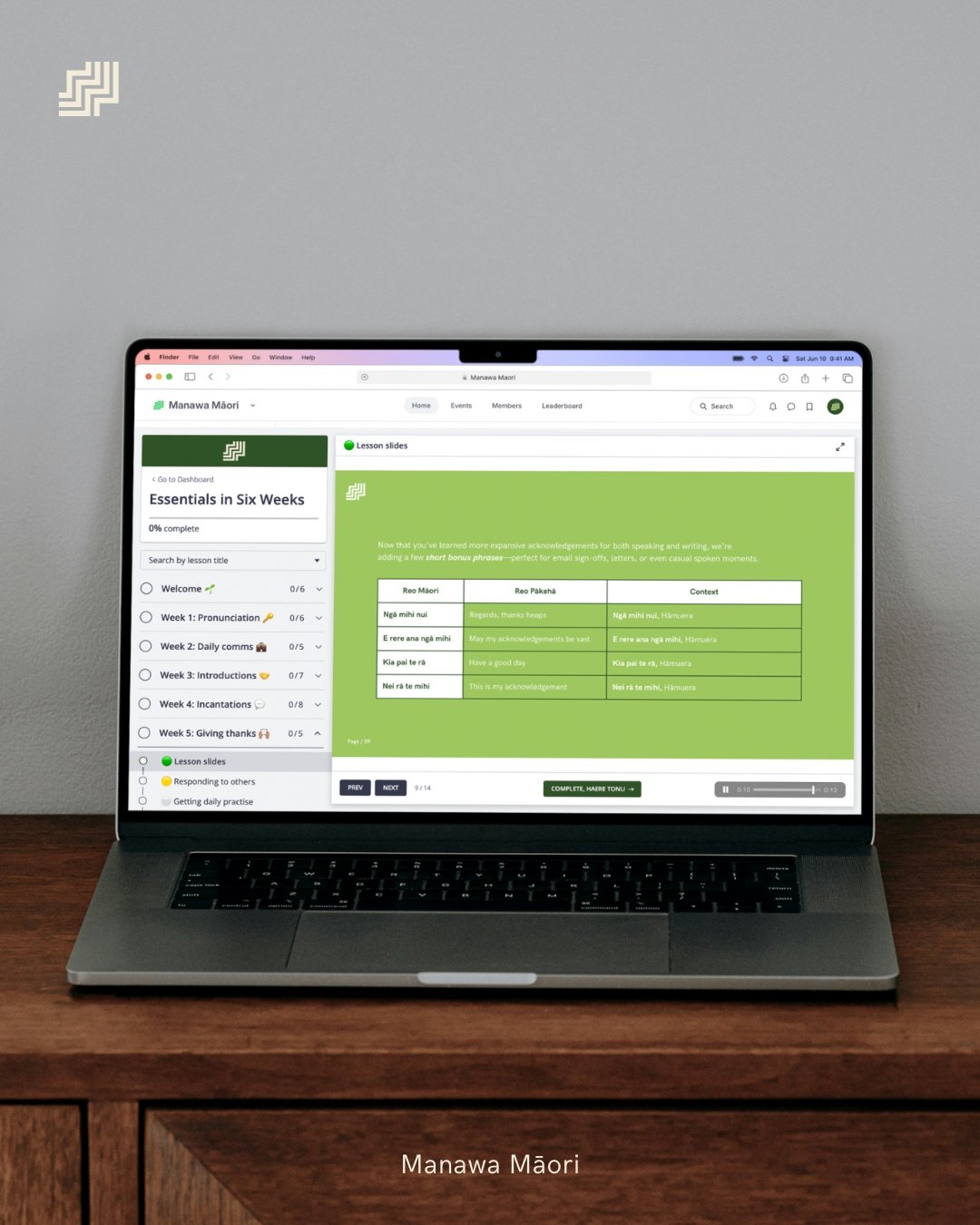 The course built for your schedule, not ours 👀

We know professionals are short on time, but still serious about using Māori in real life. That's why Essentials in Six Weeks is designed to help you focus on what matters most without the overwhelm. E