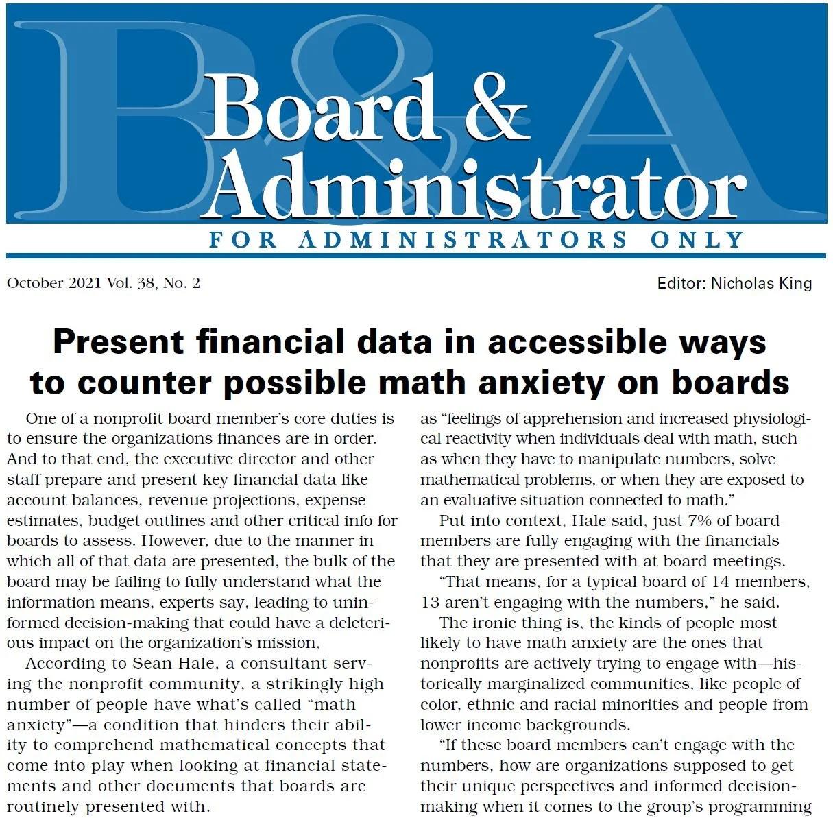 Math anxiety: academic journals are noticing!