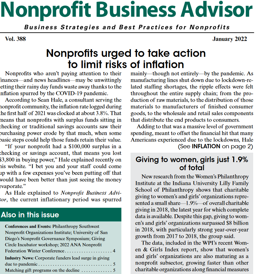 Nonprofits and Inflation:  My interview with academic journals