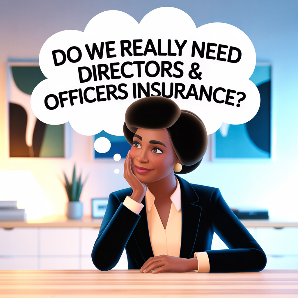 A nonprofit leader wondering "do we really need directors and officers insurance?"  Image by Ideogram 7/1/2025.