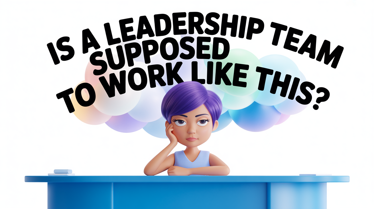 A woman wondering "Is a leadership team supposed to work like this?"  Image by Ideogram 9/10/2025.