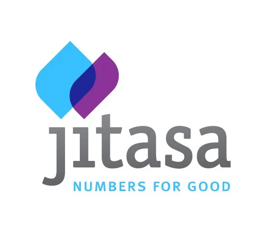 Logo for Jitasa with purple and blue geometric shapes and the tagline 'Numbers for Good'.