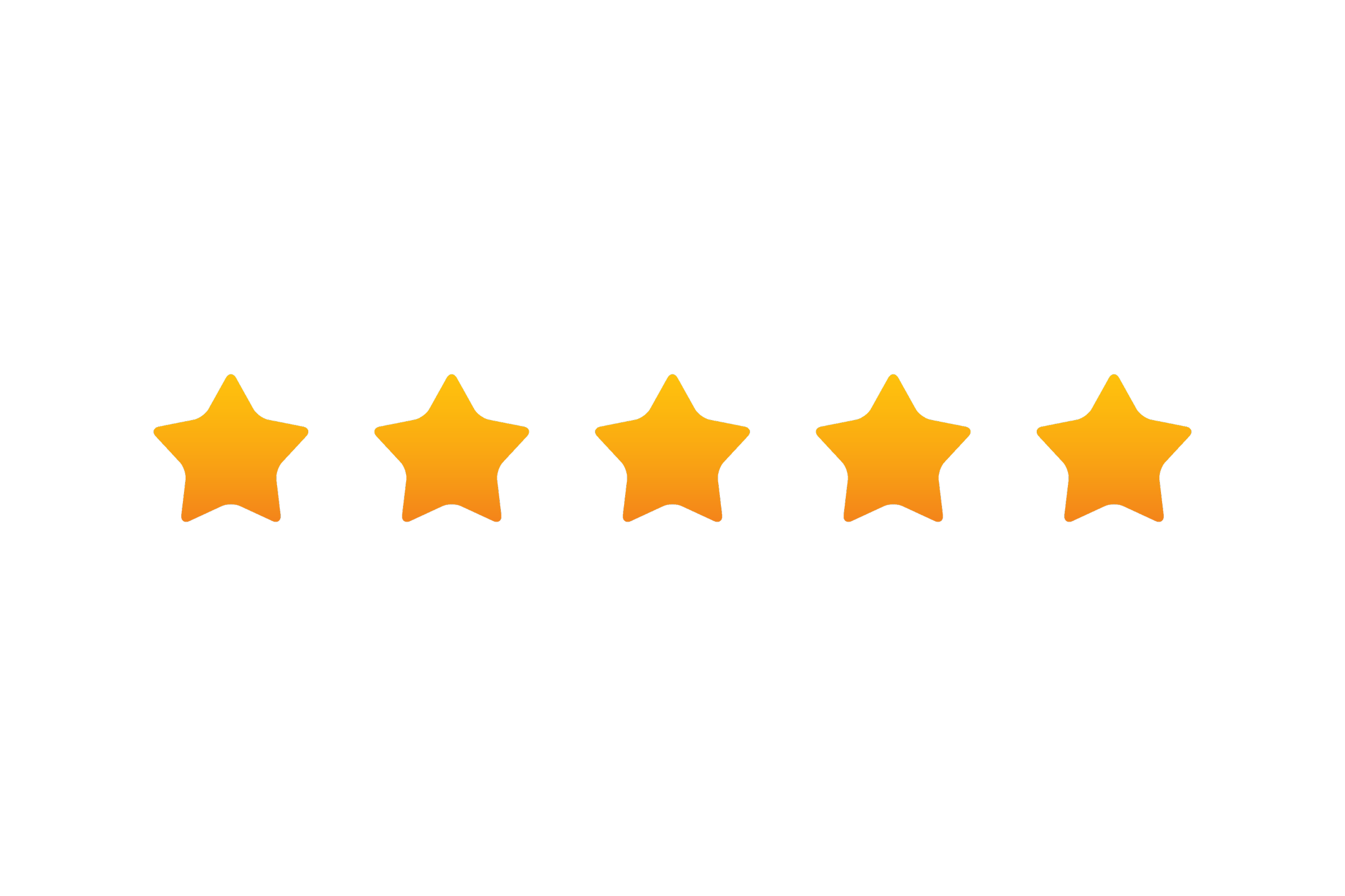 Five gold stars with a five-star rating scale.