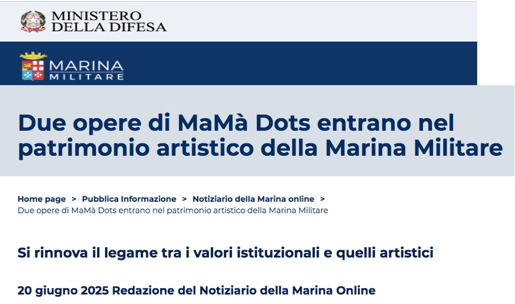 Due opere di MaMà Dots entrano nel patrimonio artistico della Marina Militare