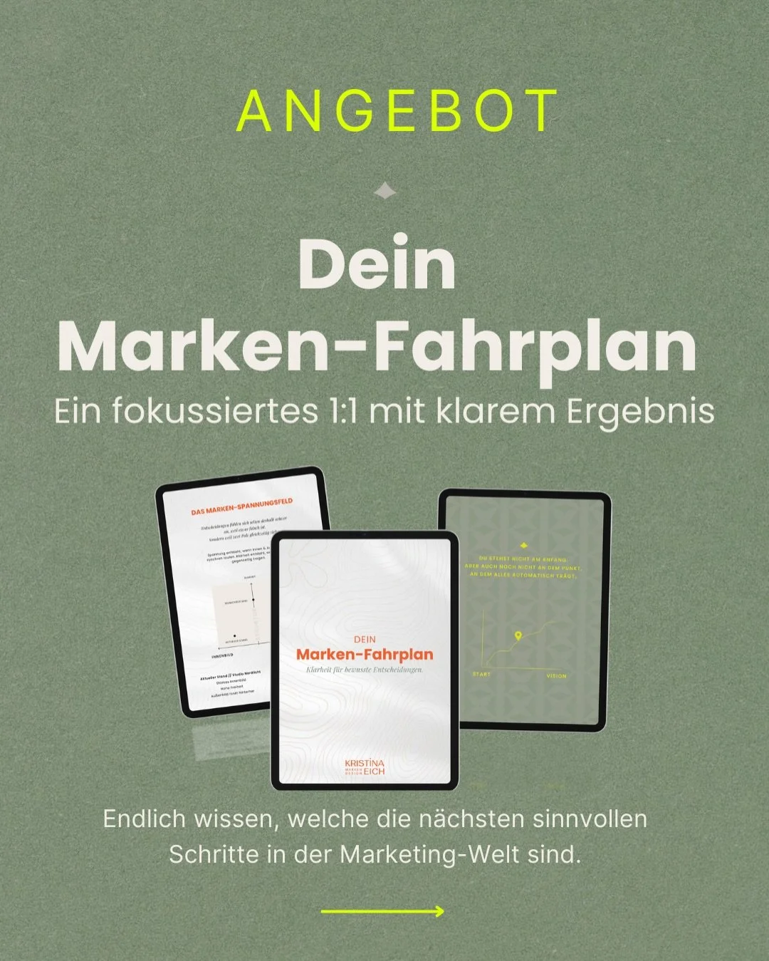Ein fokussiertes 1:1 f&uuml;r Unternehmer:innen,
deren Business gewachsen ist und jetzt an einem Punkt stehen, wo sich das Marketing schwer anf&uuml;hlt.

Kein Verkaufs&shy;gespr&auml;ch und kein Coaching.

Ich m&ouml;chte Orientierung geben. Weil ic