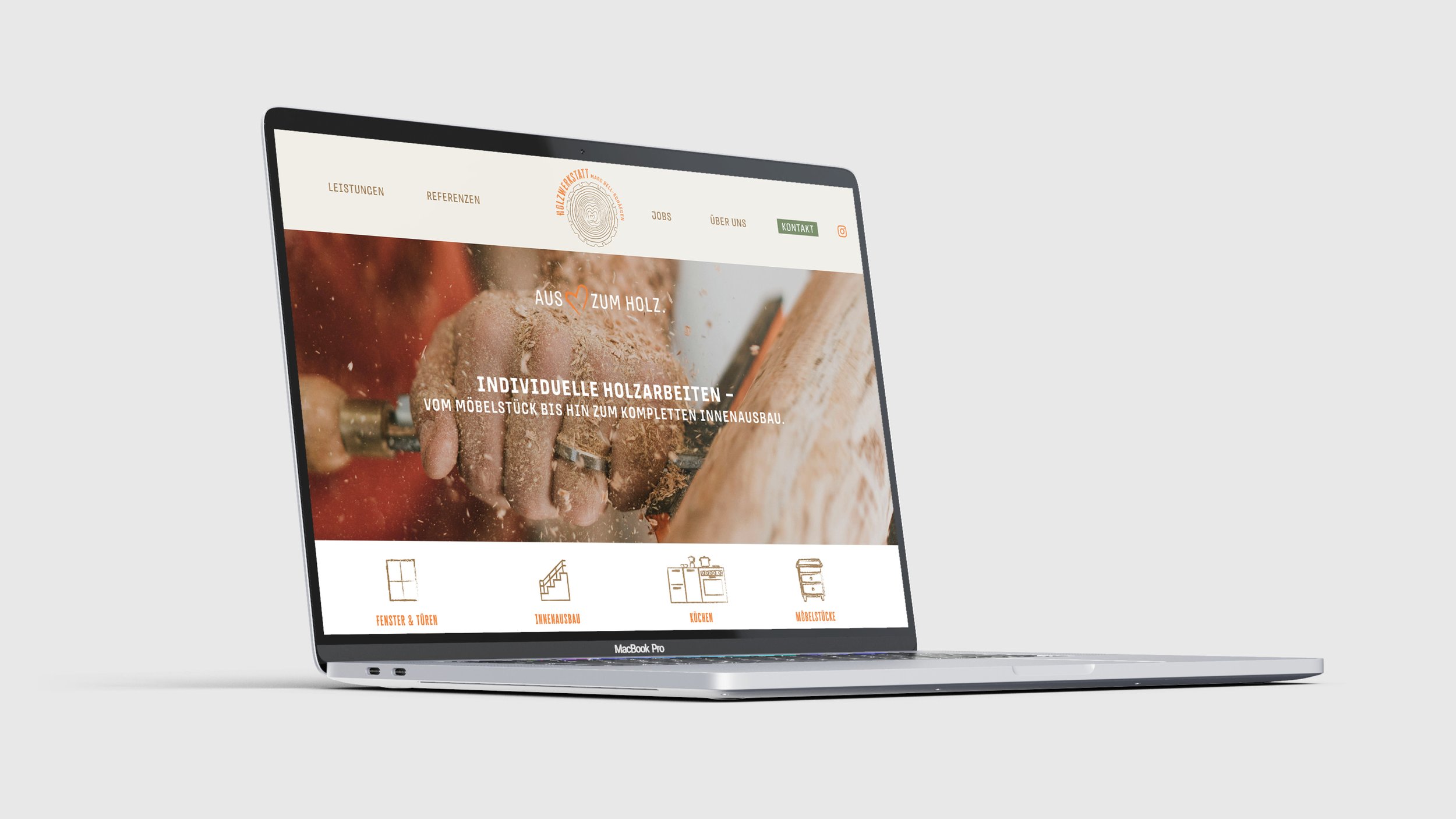 Webdesign und Branding für eine Holzwerkstatt – moderner digitaler Markenauftritt für einen Handwerksbetrieb.