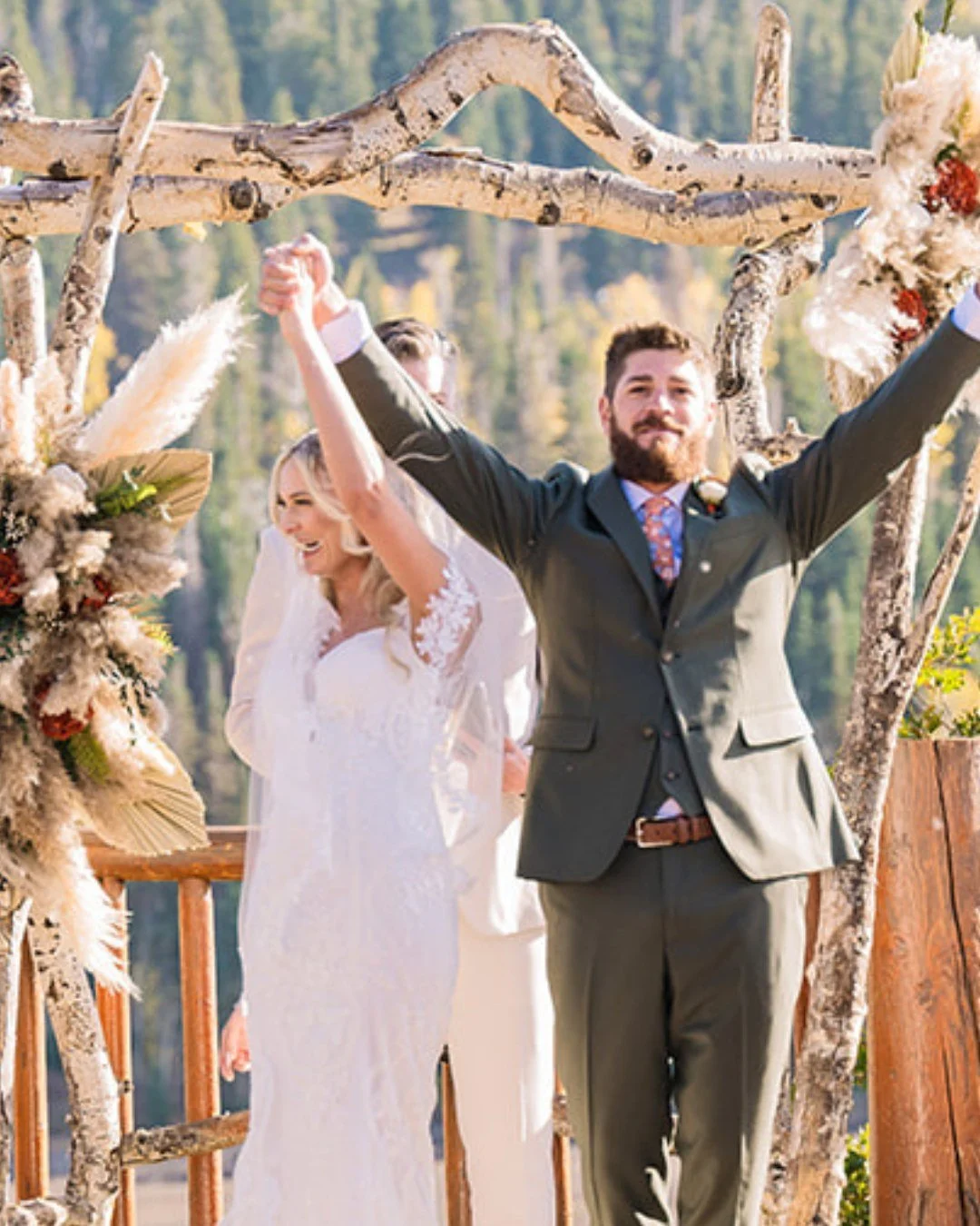 Arms thrown high, mountains behind them, and the happiest &ldquo;we did it&rdquo; written all over their faces, Andrew and Alicia&rsquo;s celebration at their ceremony was pure joy. Just minutes earlier,the groom held her gaze with so much tenderness