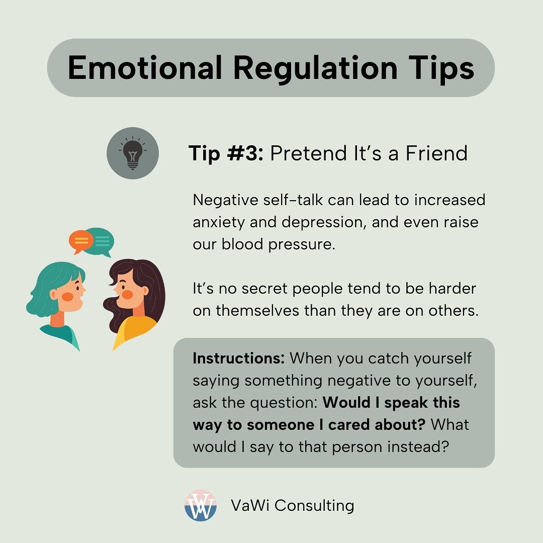 How do you usually speak to yourself? Would you talk to a friend the same way?

Today&rsquo;s emotional regulation tip focuses on negative self-talk.

The way we talk to ourselves has a huge impact on our mental and physical health. It can lead to an