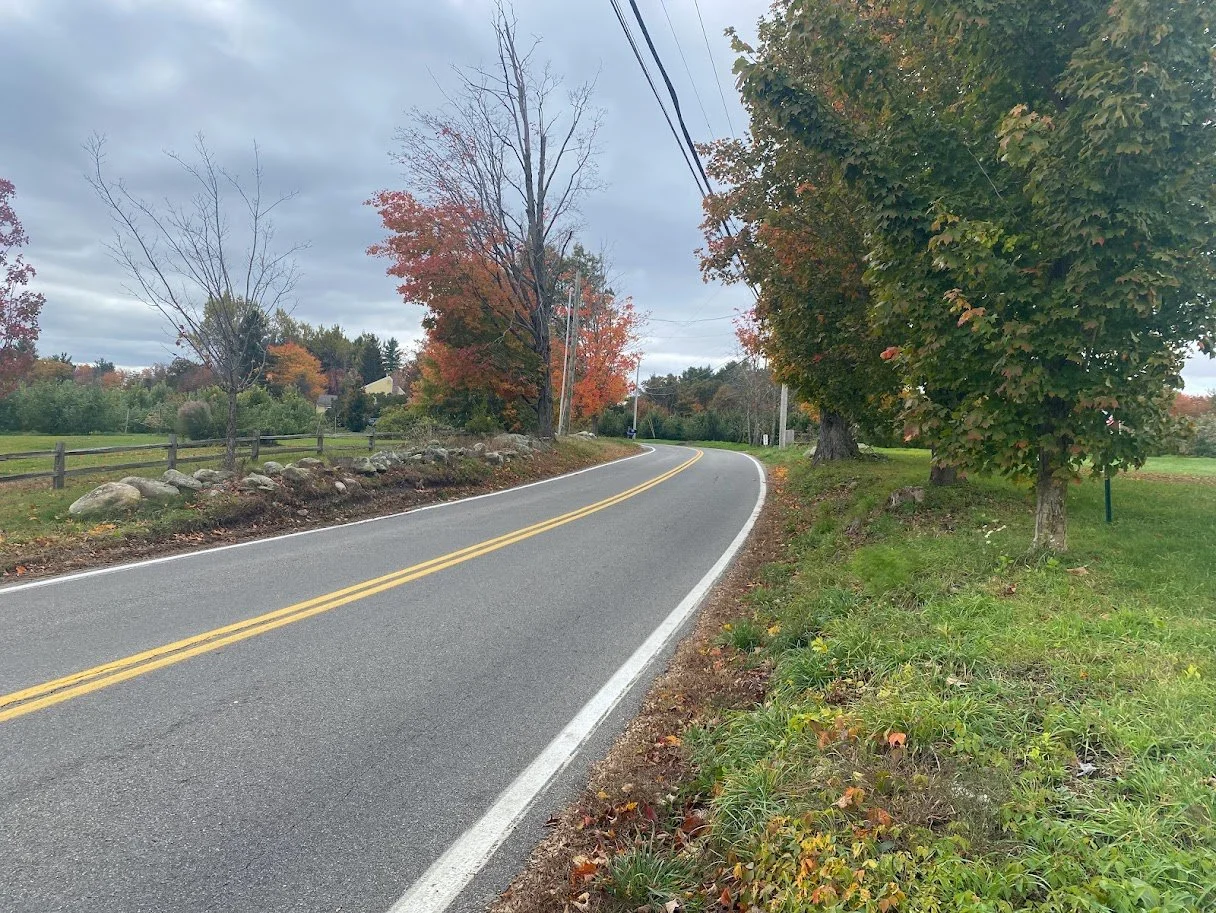 Winding backcountry road in autumn