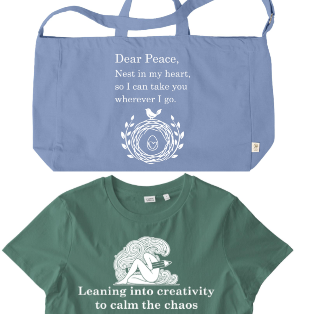 Peace tote and creativity mental health tee