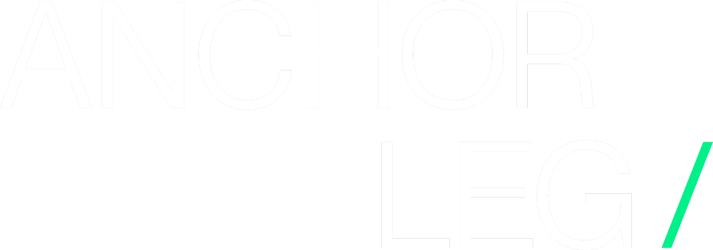 "ANCHOR LEG" text with a green forward slash on a black background.