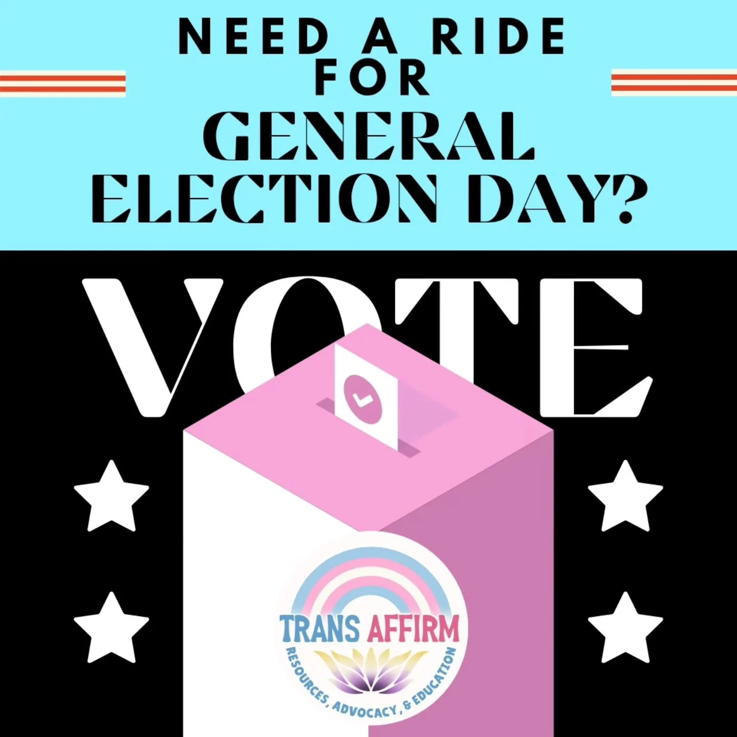 🏳️&zwj;⚧️ Community Power = Real Power 🏳️&zwj;🌈

Today&rsquo;s Election Day, and our voices matter &mdash; especially in the fight for trans rights and equality. 🗳️💪

If you need a ride to the polls or can offer one, drop a comment below with yo