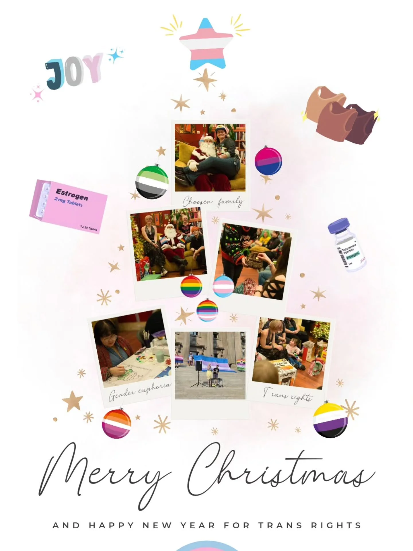 Merry Christmas to all those celebrate 🎄🎅
&amp; to a fantastic new year filled with Trans Liberation! 🏳️&zwj;⚧️We hope the holiday is kind to you 💝

In case you need it today:

🏳️&zwj;⚧️ Trans Lifeline
1-877-330-6366

🏳️&zwj;🌈 LGBTQ2+ Youth Li