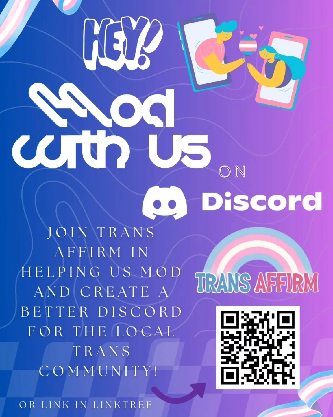 Hey! We&rsquo;re looking for Discord Mods to help support the Trans Affirm community! 💬🏳️&zwj;⚧️

If you&rsquo;re active on Discord, care about creating safe and affirming spaces, and want to support trans and gender diverse folks across Idaho, we&
