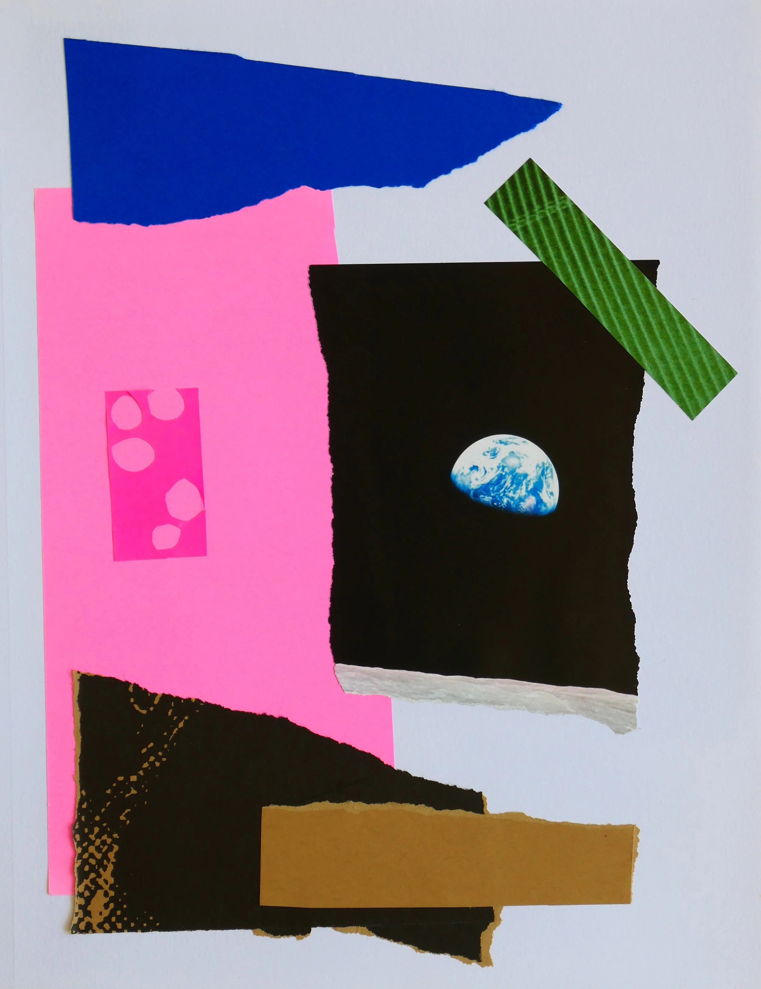 Abstract mixed-media collage with layered textures — original artwork by Noemi Moreno