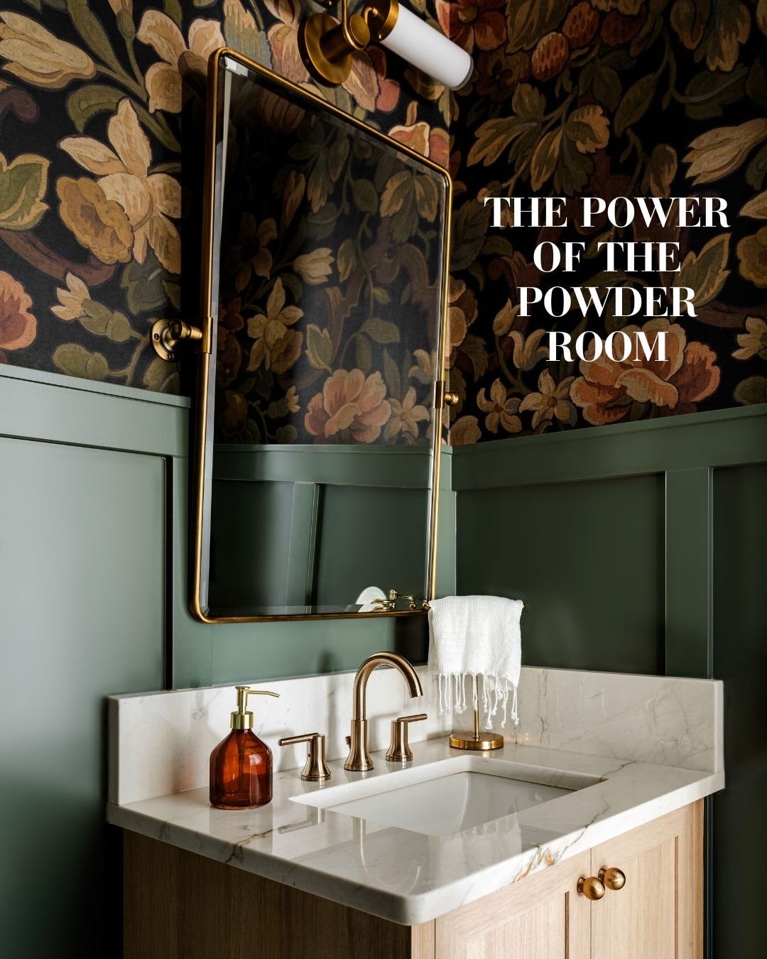 Powder Rooms. From wall treatments, custom vanities, unique accents and plumbing. You know we love to create a moment in every powder room design, swipe through to see some of our faves. 
⠀⠀⠀⠀⠀⠀⠀⠀⠀
Interior Design: @Designs_AV
Photography: Tagged in 