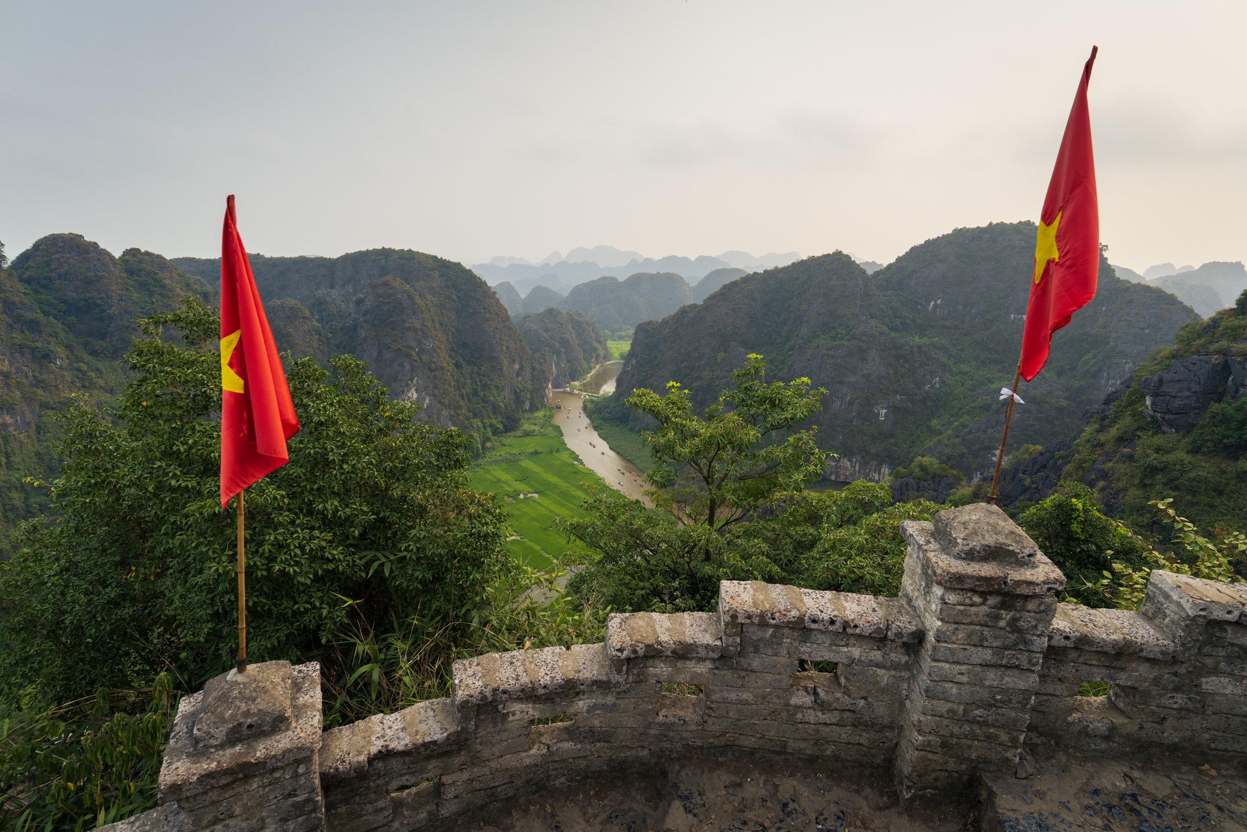 View from the top of the Lying Dragon Mountain (Ngoa Long Mountain) Ninh Binh, Vietnam. Beautiful views in Vietnam.