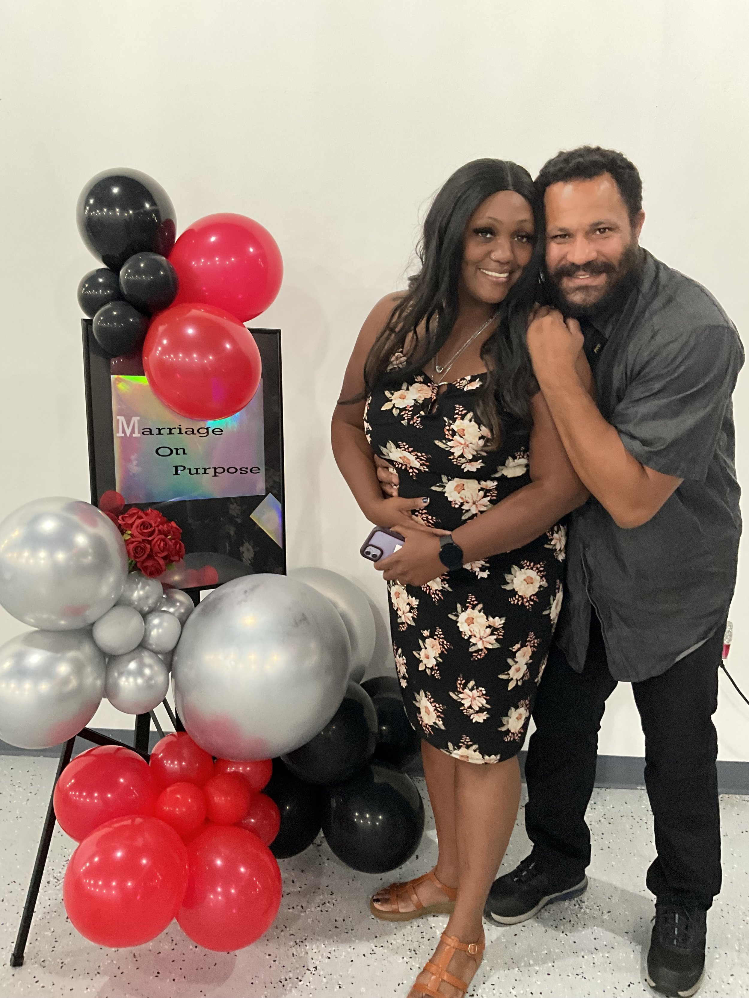 Elegant entryway display for the First Annual Marriage on Purpose event, hosted by Moments Planning — featuring custom signage and refined décor that welcomed guests into an evening dedicated to love, intention, and legacy.