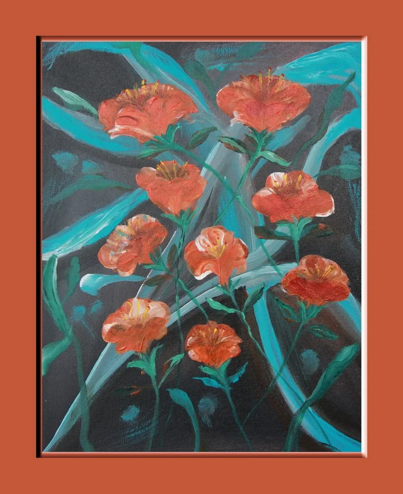 Orange Poppy Swirls framed.JPG