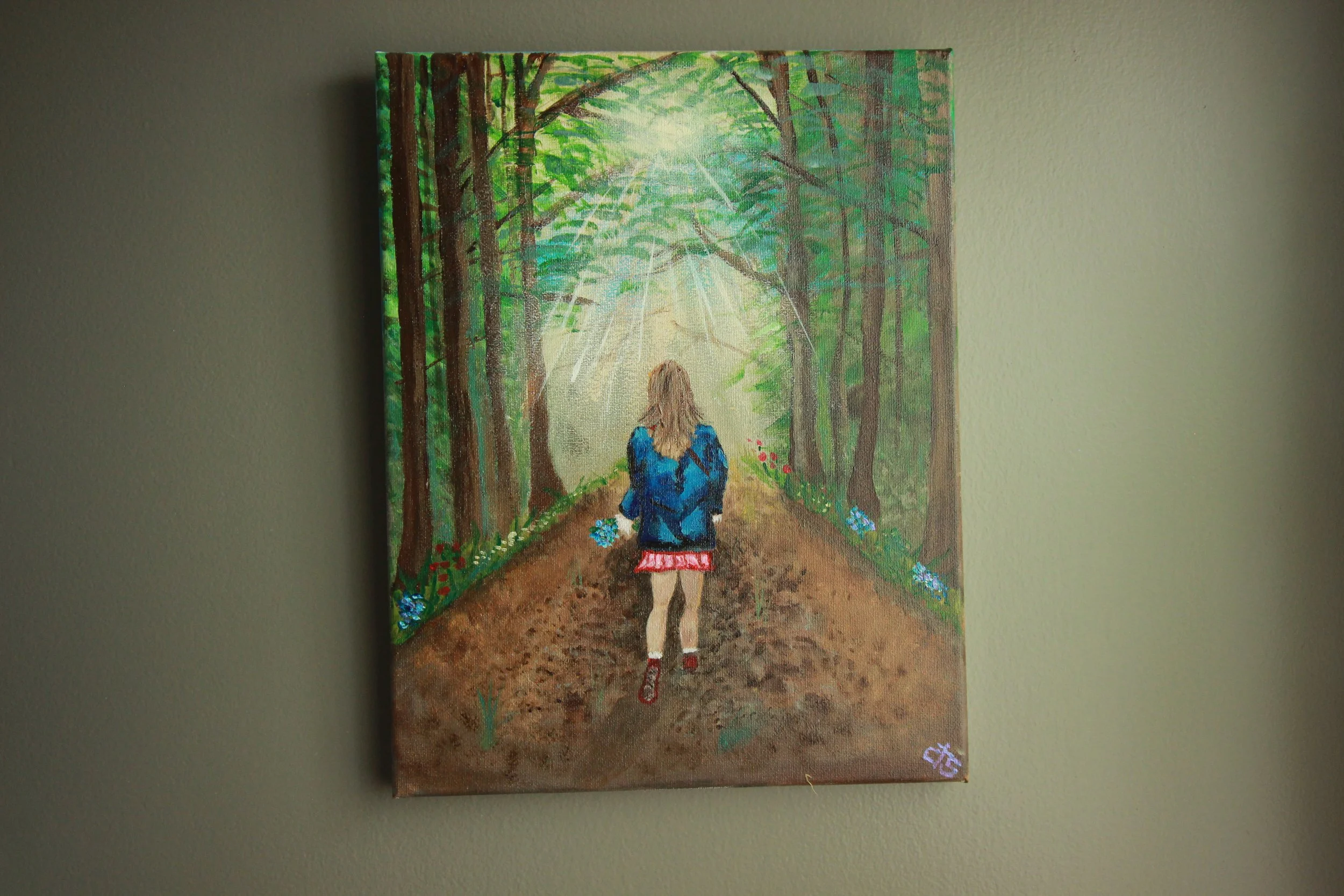 Girl in the Woods with Flowers on Dark.JPG