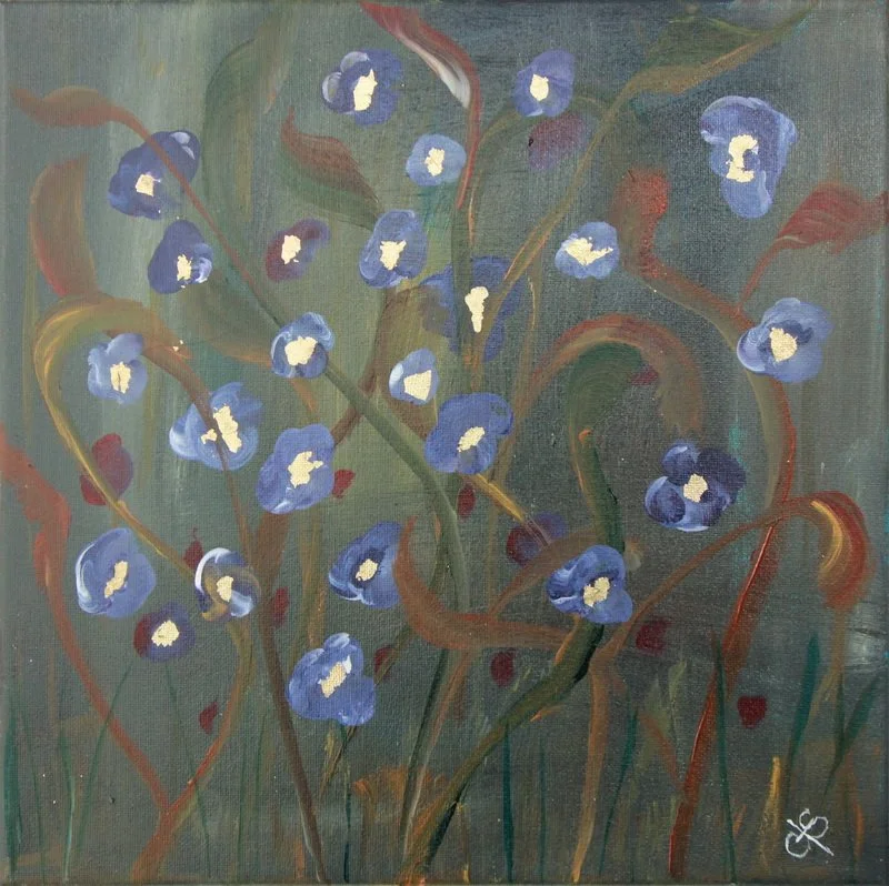 Johnny Jump-ups in Gold Leaf; Imagining Florals Series
