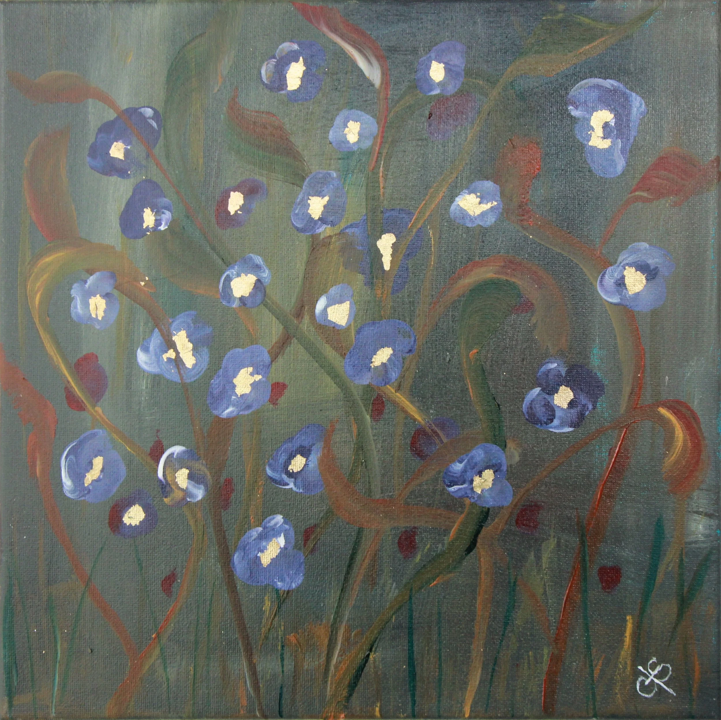 Swirling Florals in Gold Leaf; Floral Imagination Series