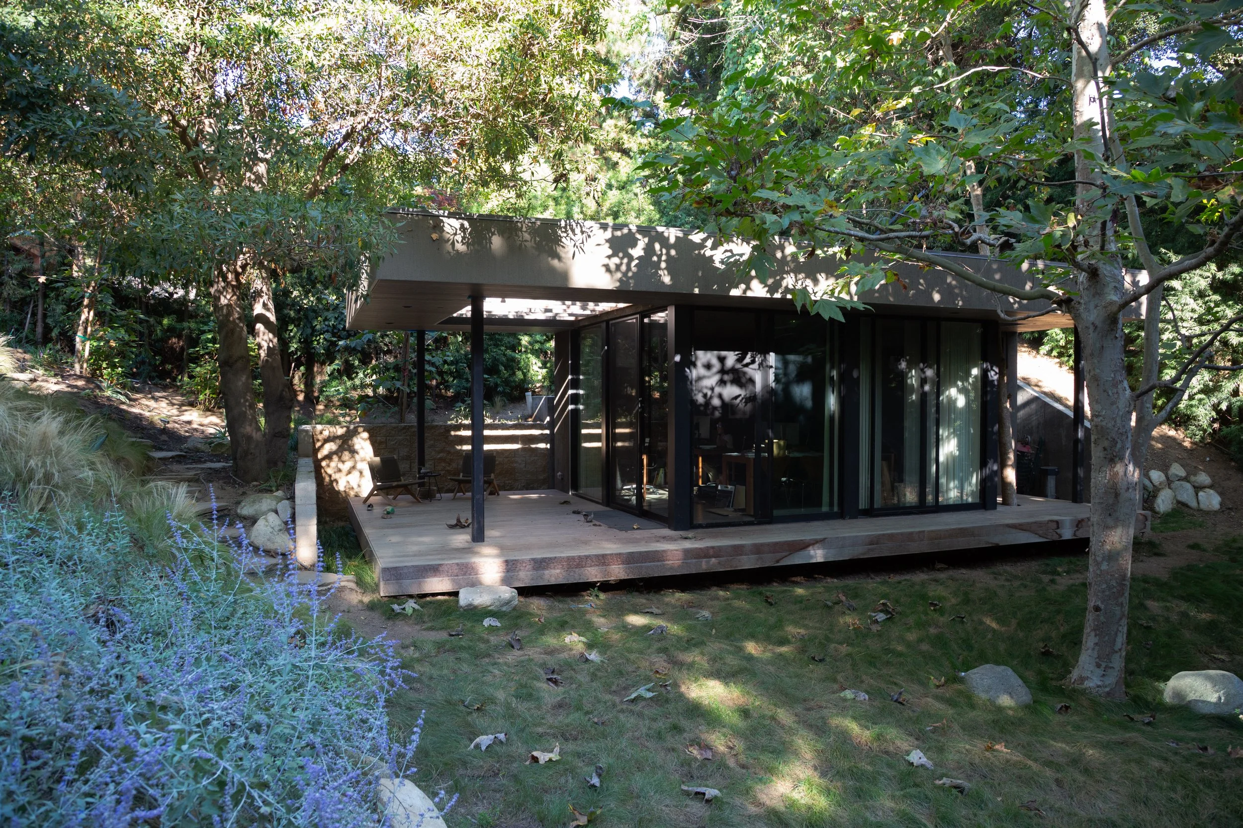 SW Studio exterior looking down from hillside