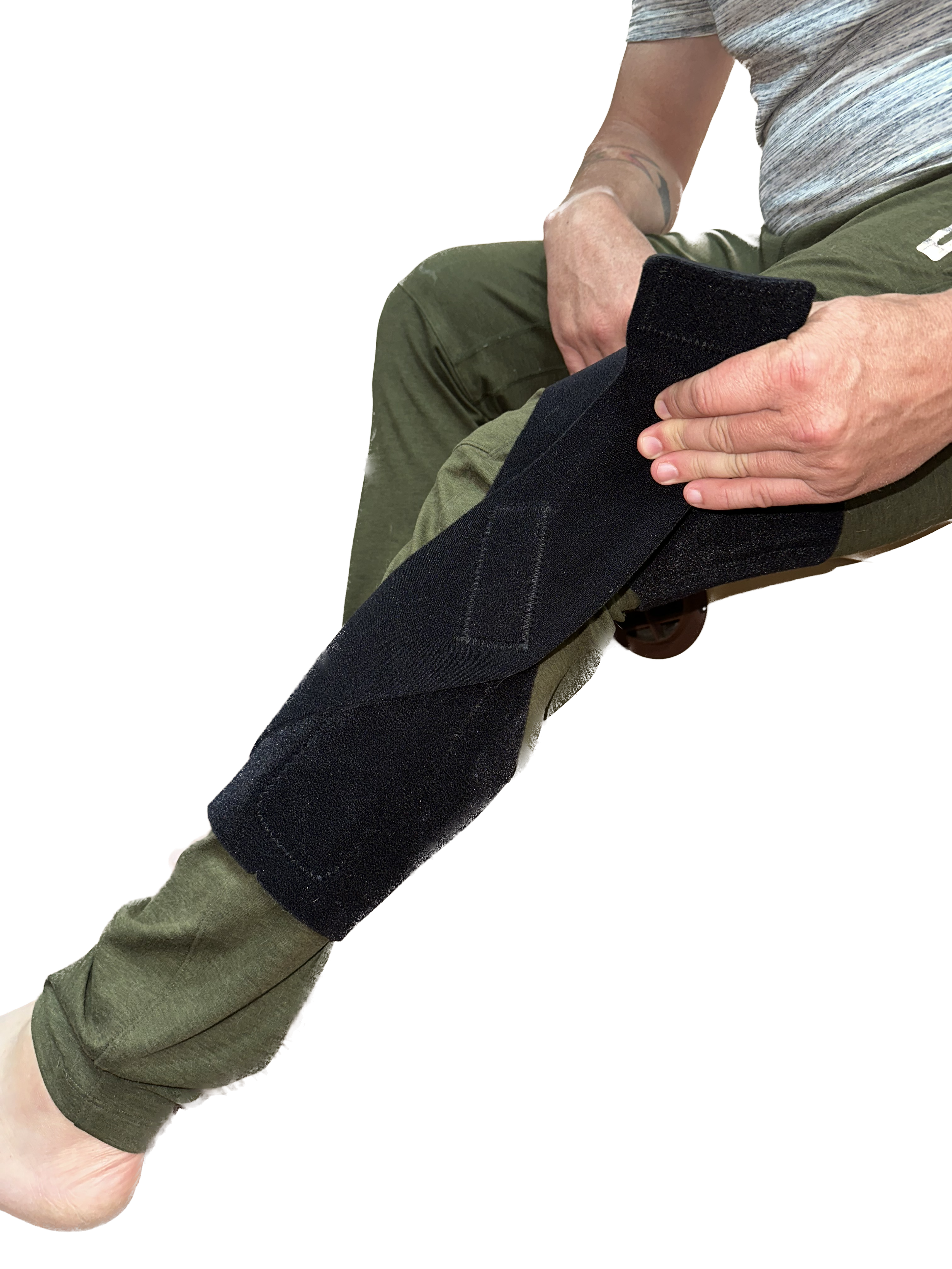 3. Pull up to secure on thigh