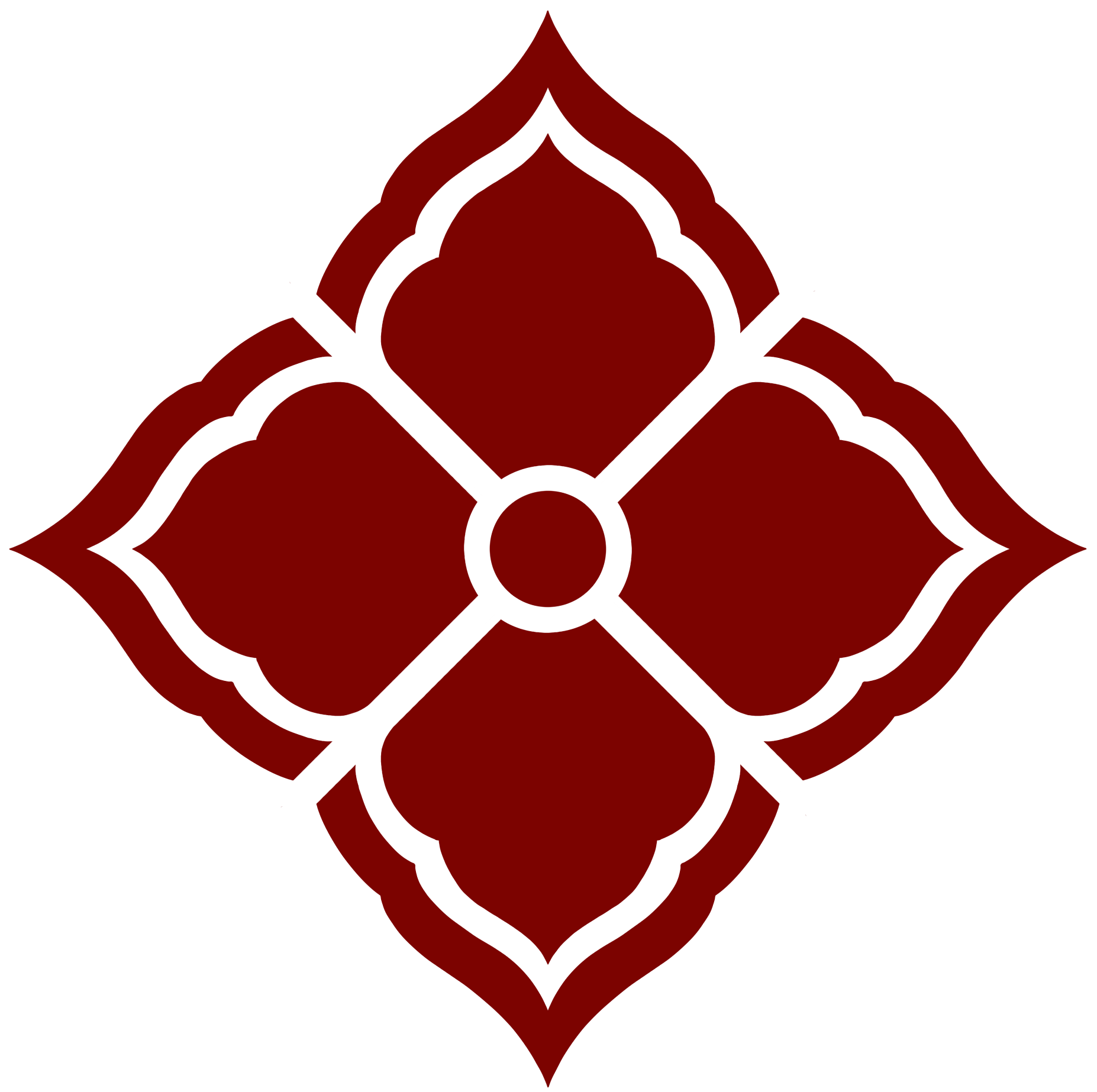 A decorative geometric pattern with a symmetrical design in red and black.