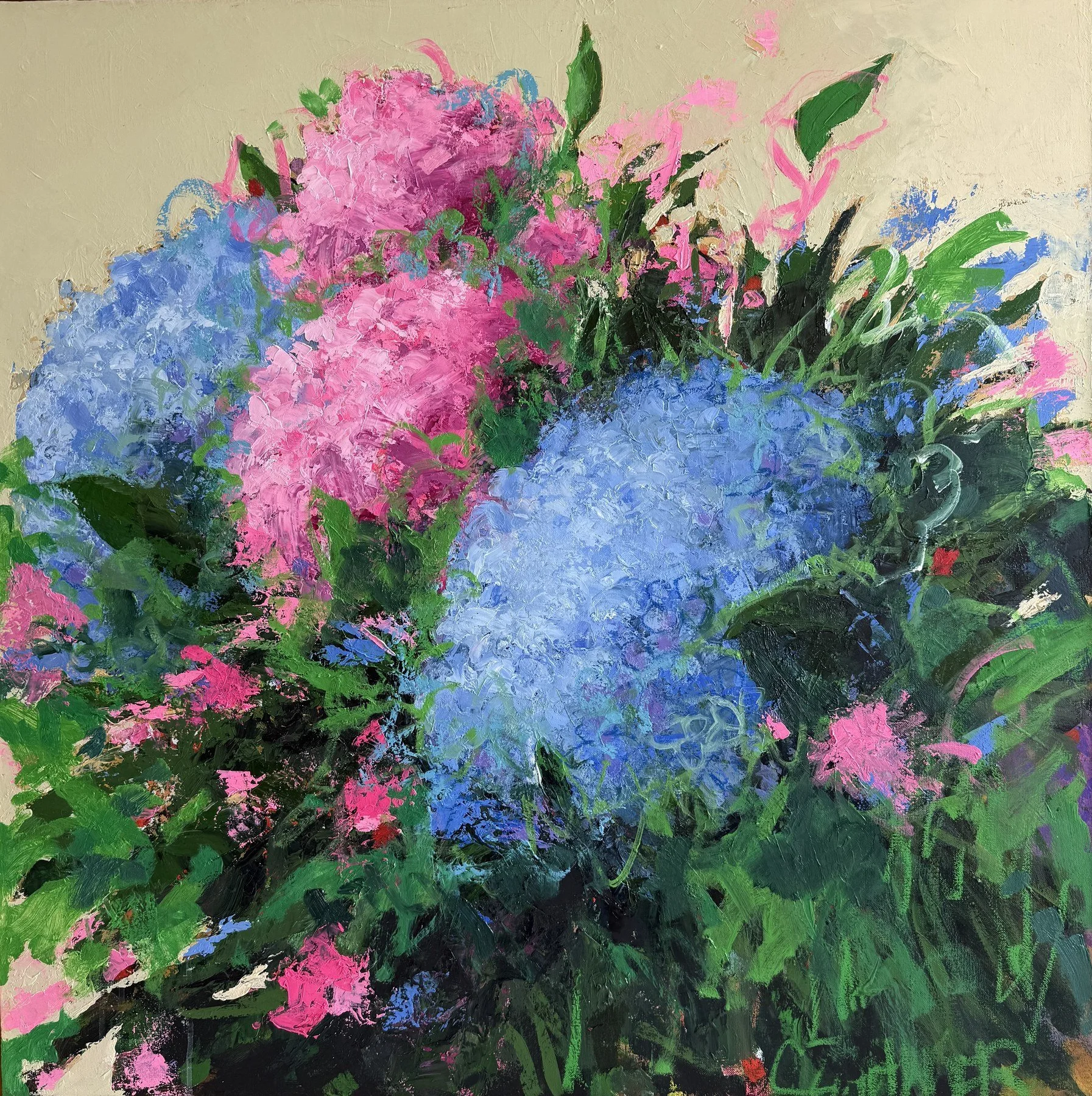 Cheryl Zahniser 
 I Can Buy Myself Flowers  
36x36 
oil on canvas 
$2,200