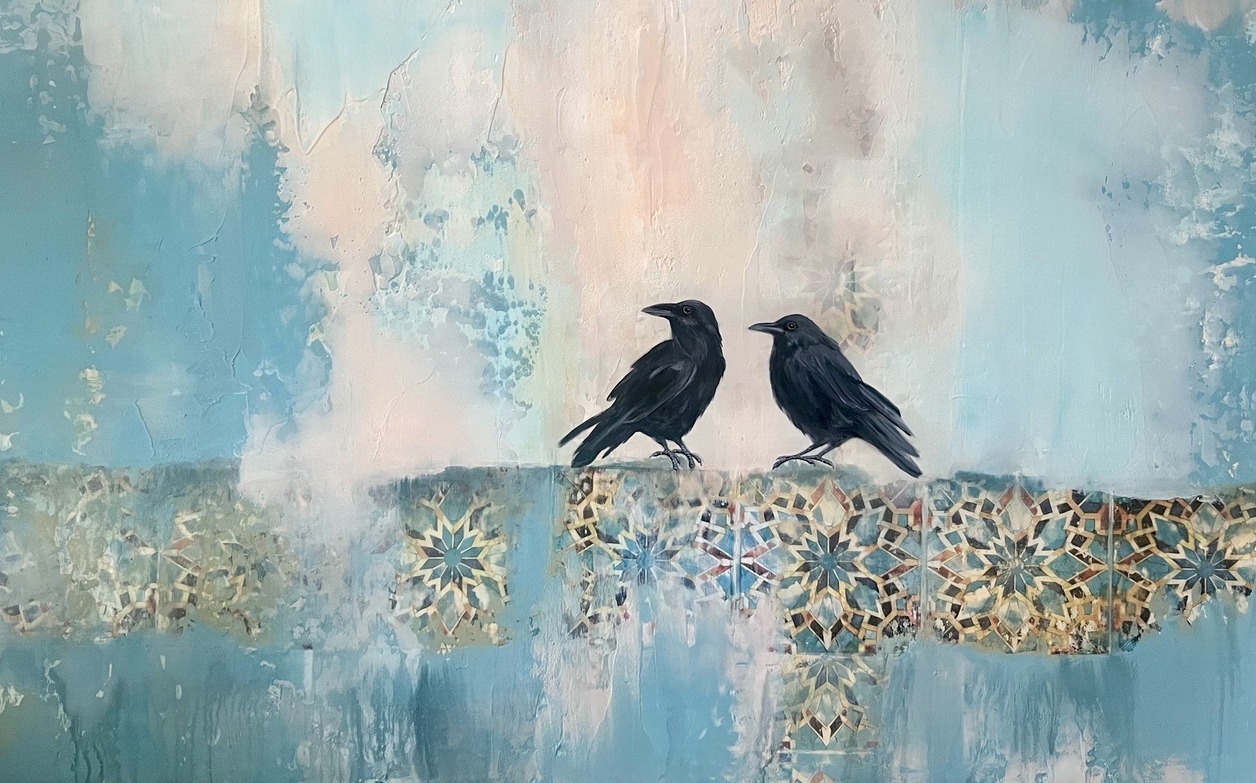 Debbie Bianchi 
 Mediterranean Fantasy  
36x60 
acrylic and mixed media on canvas 
$4,900