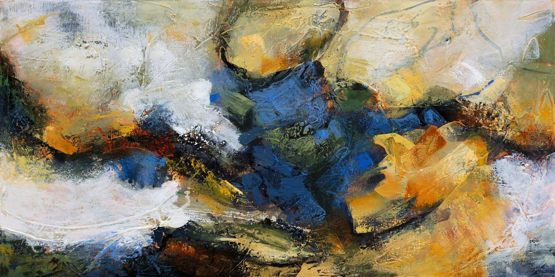 Chuck Gumpert 
 Endeavor  
20x40 
oil and mixed media on canvas 
$2,300