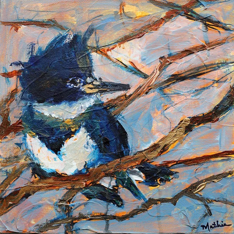 Christopher Mathie -  Winter Kingfisher  
acrylic III 10x10 
$595