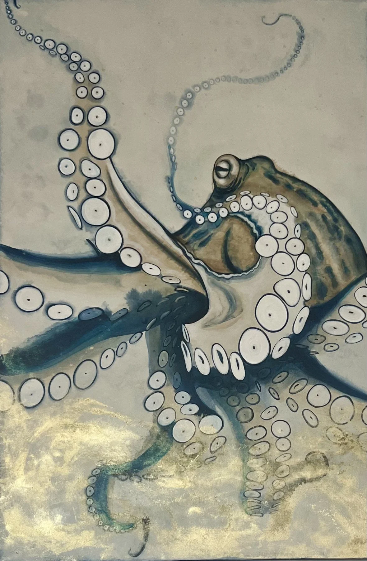 Debbie Bianchi 
 Copalis Beach  
36x24 
acrylic and gold dust on canvas 
$2,000