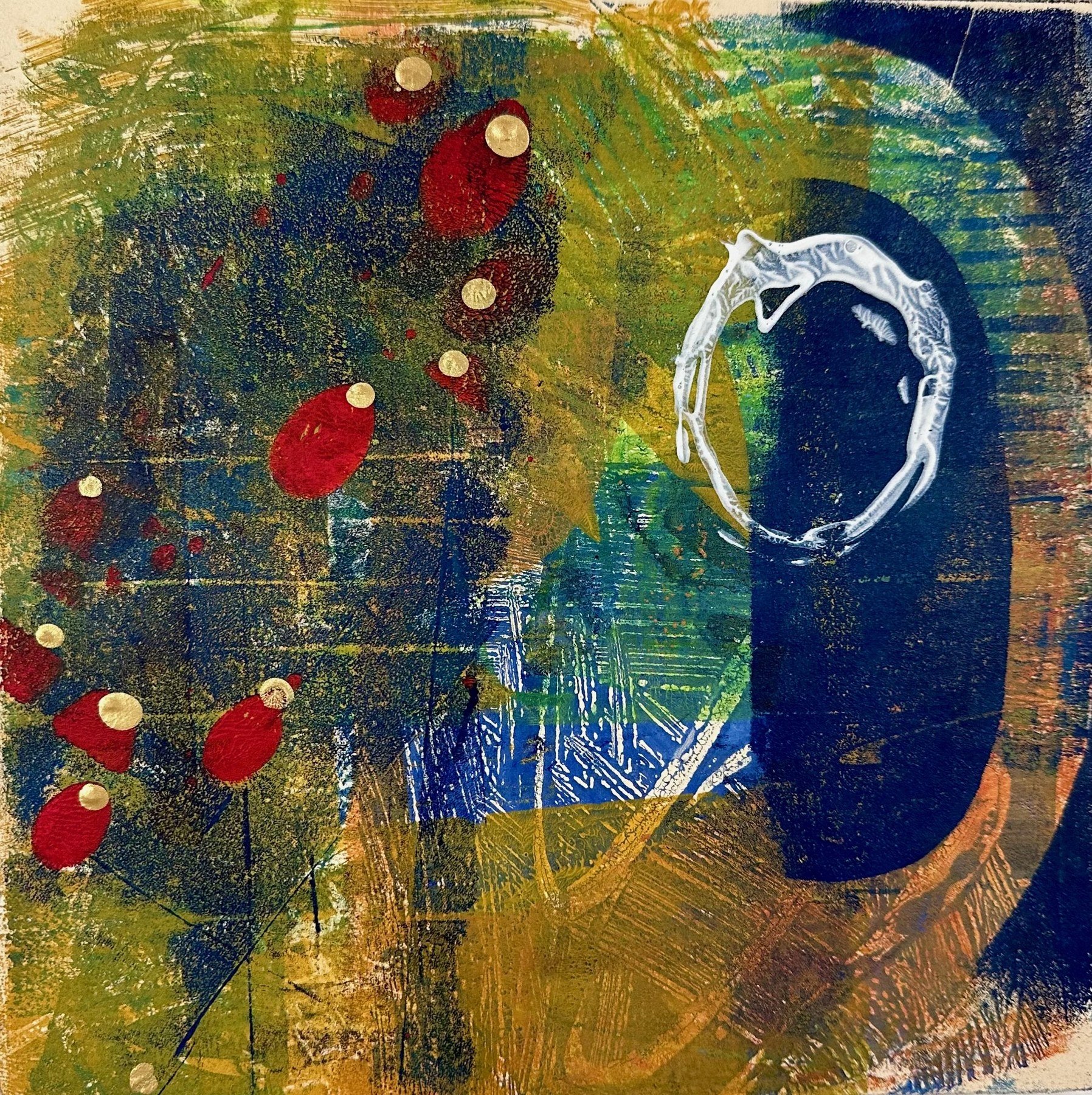 Lea Basile-Lazarus 
 The Weather Emerges  
10x10 
monoprint mounted on cradled board 
$300