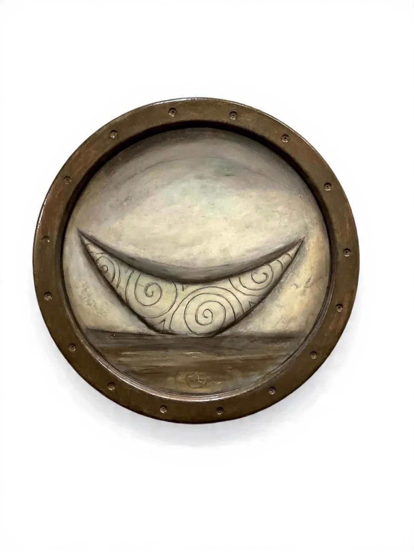 Steve Jensen 
 Mist in the Fog  
18.5d 
oil on plexiglass artist made frame 
$1,500