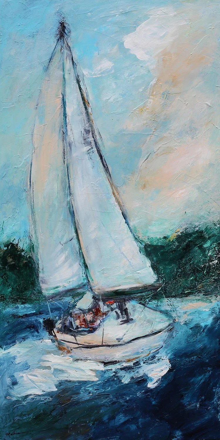 Christopher Mathie 
 Riding the Waves  
48x24 
acrylic on canvas 
$2,600