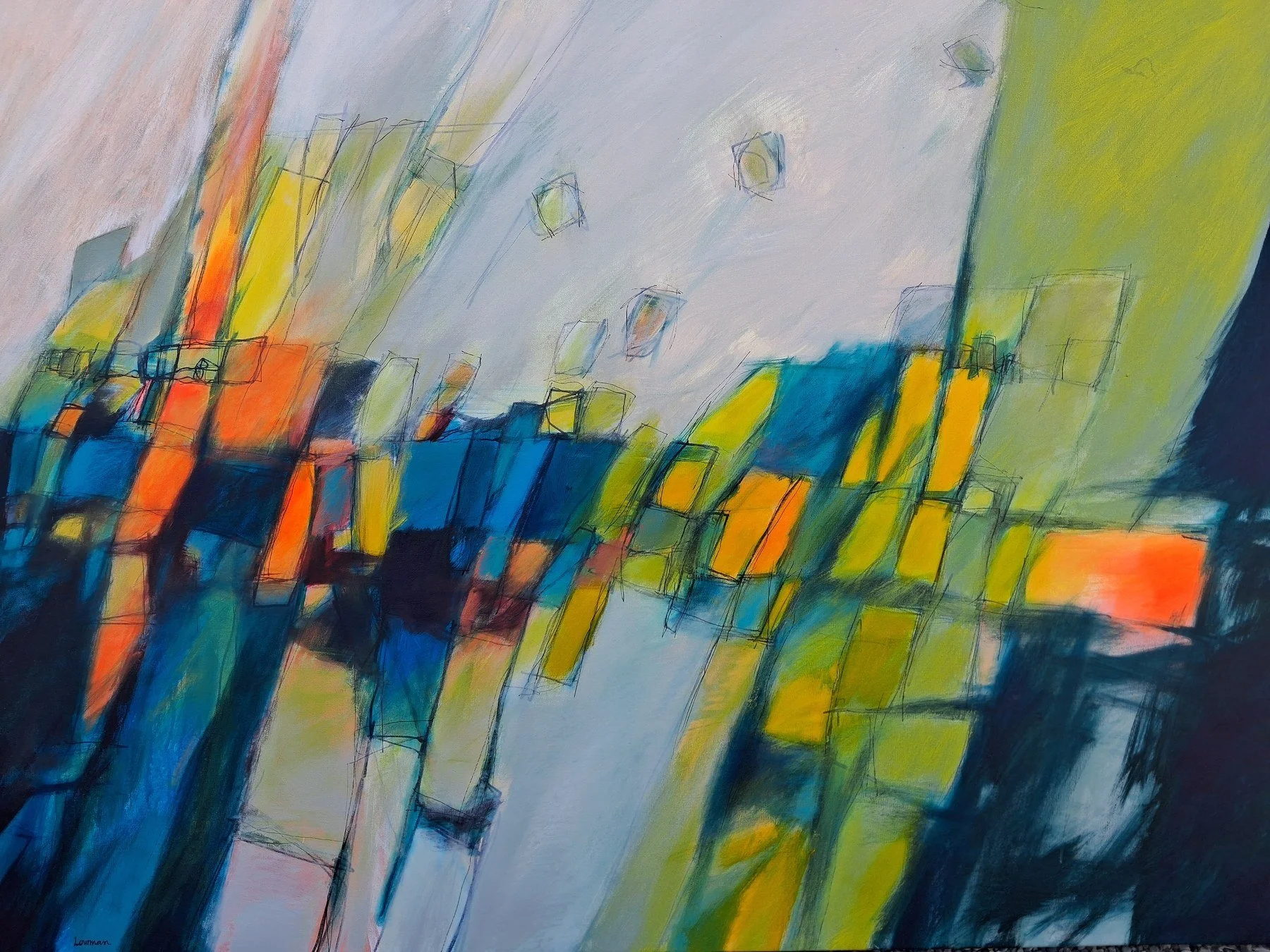 Leon Lowman 
 Time Structure  
36x48 
acrylic on canvas 
$2,250